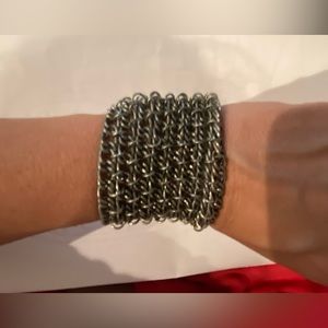 Chain bracelet w/magnetic bar clasp. Dull silver not shiny. Will fit Small wrist